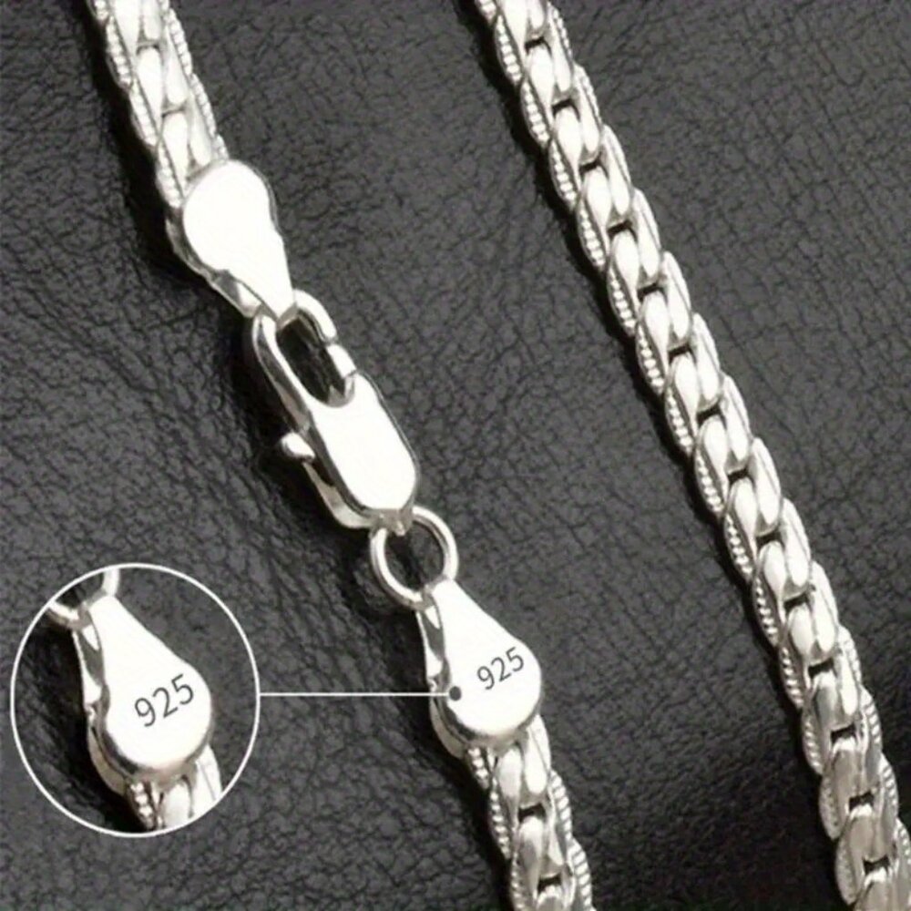 Elegant 925 Silver-Plated Adjustable Chain Necklace - Unisex - Picture 5 of 9